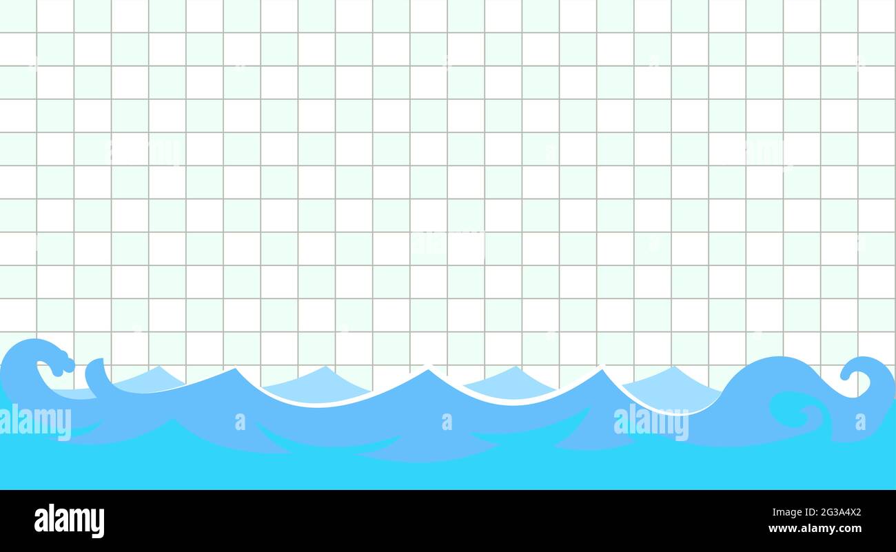 Piscine avec vagues. Mur avec carreaux. Pour la natation, la plongée et les sports nautiques. Illustration de style dessin animé. Conception plate. Art vectoriel Illustration de Vecteur