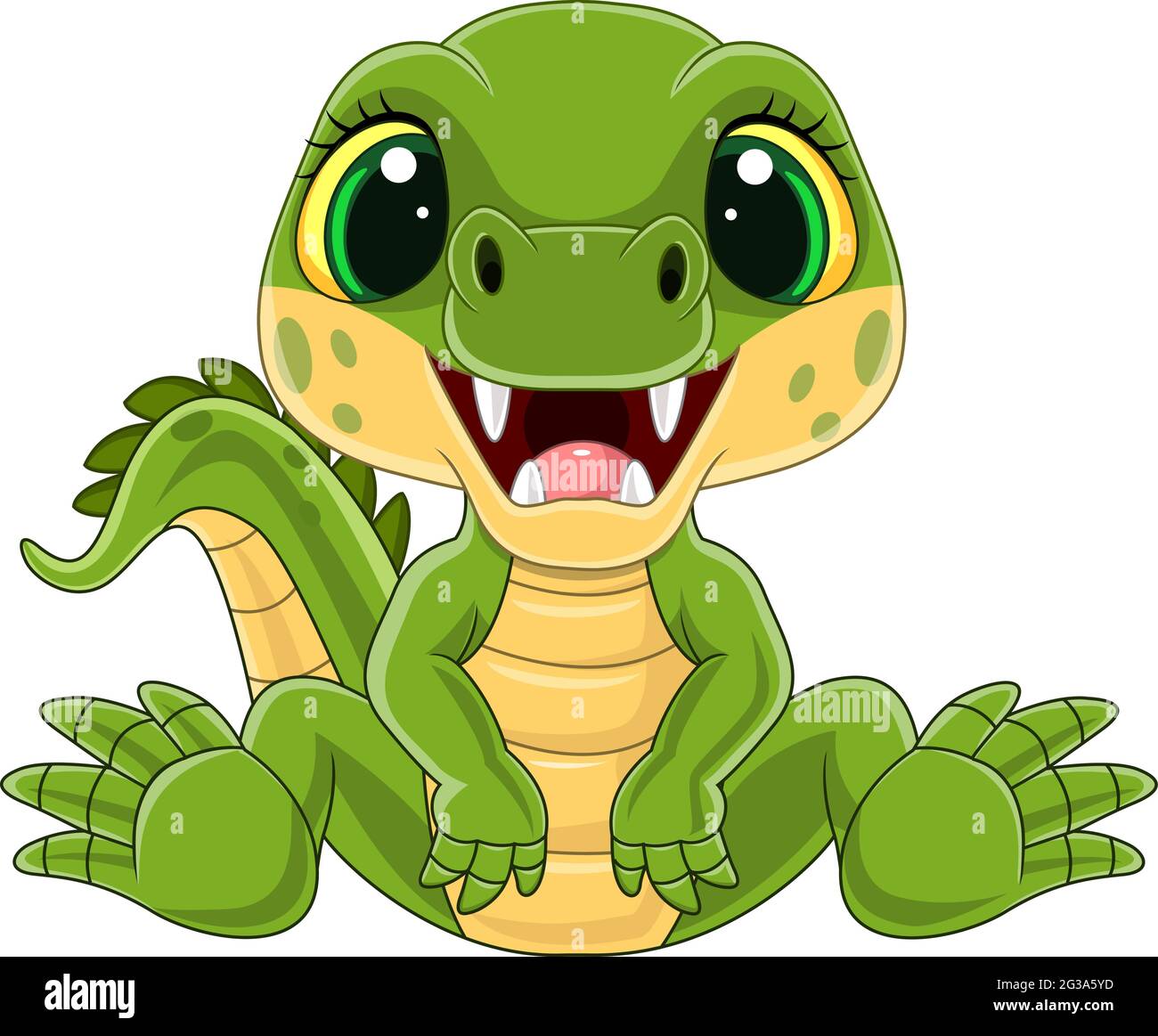 Dessin Anime Mignon Bebe Crocodile Assis Image Vectorielle Stock Alamy