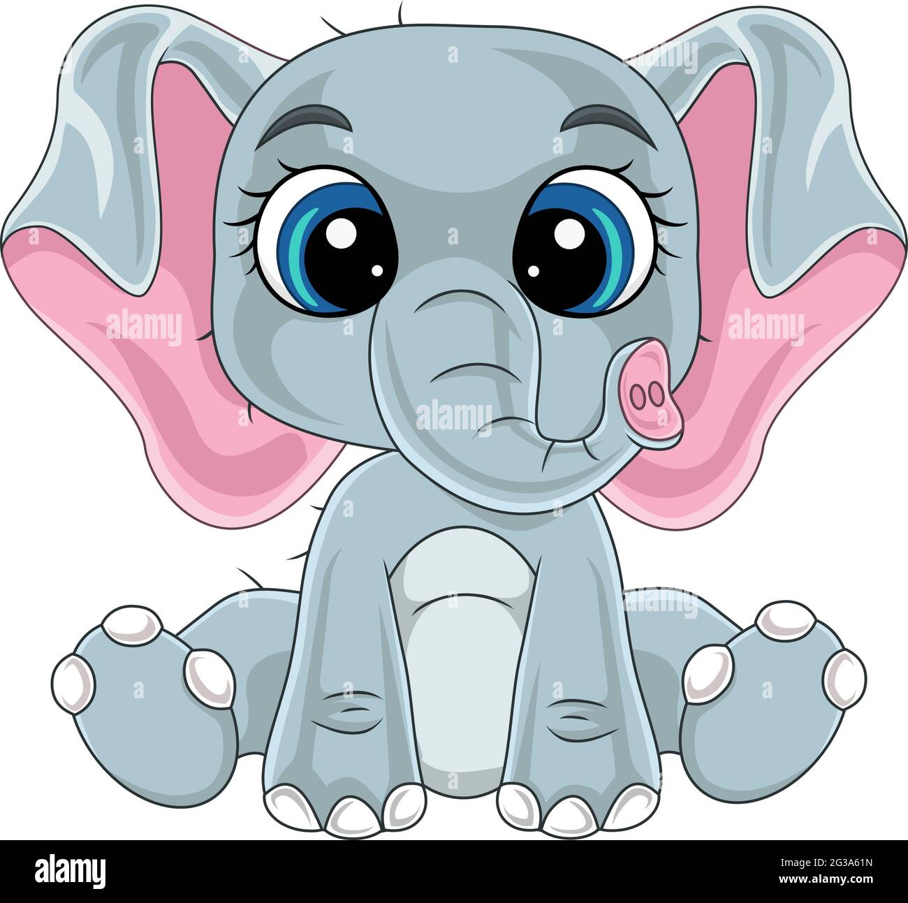 Cartoon cute baby elephant assis Illustration de Vecteur