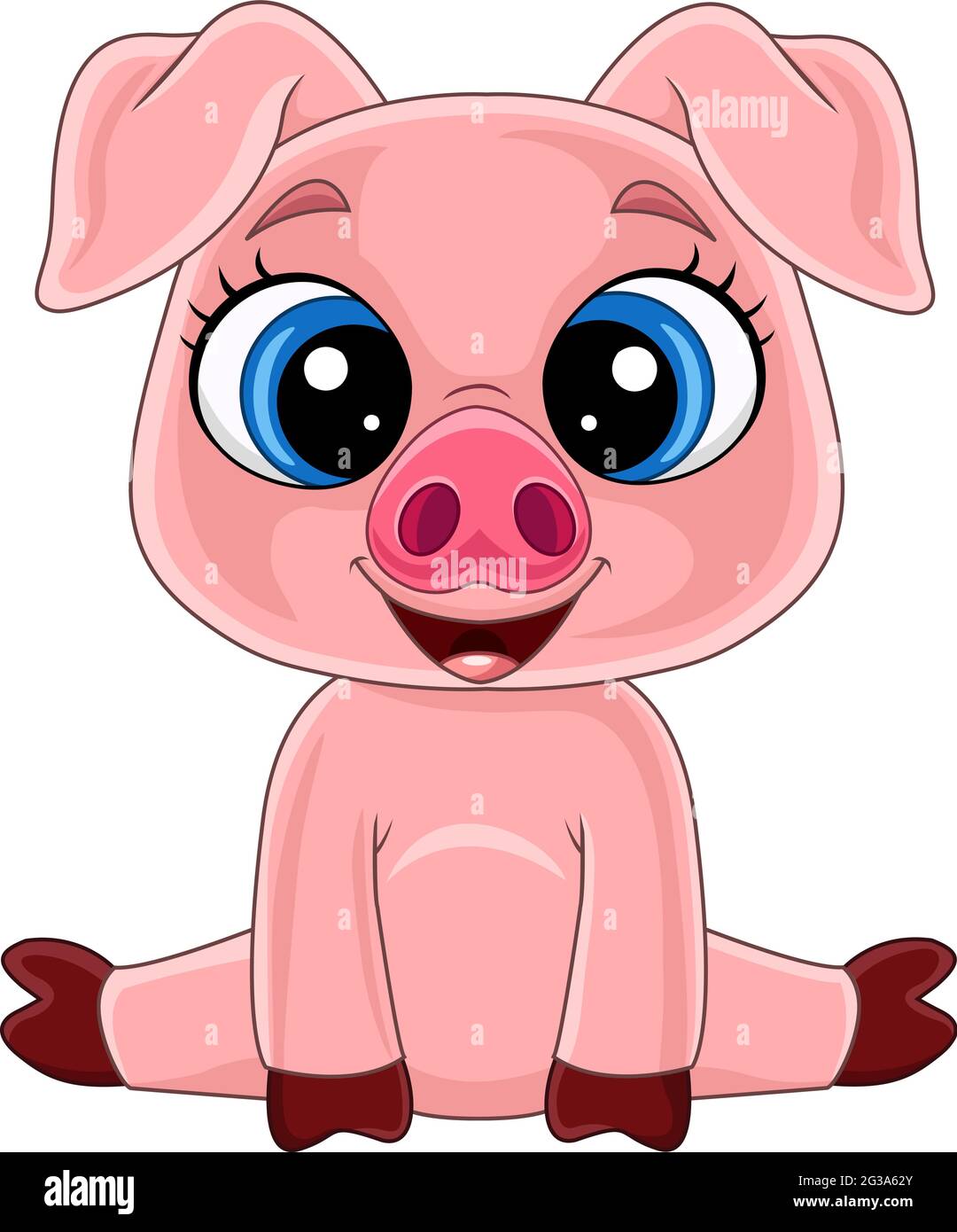 Dessin Anime Mignon Bebe Cochon Assis Image Vectorielle Stock Alamy