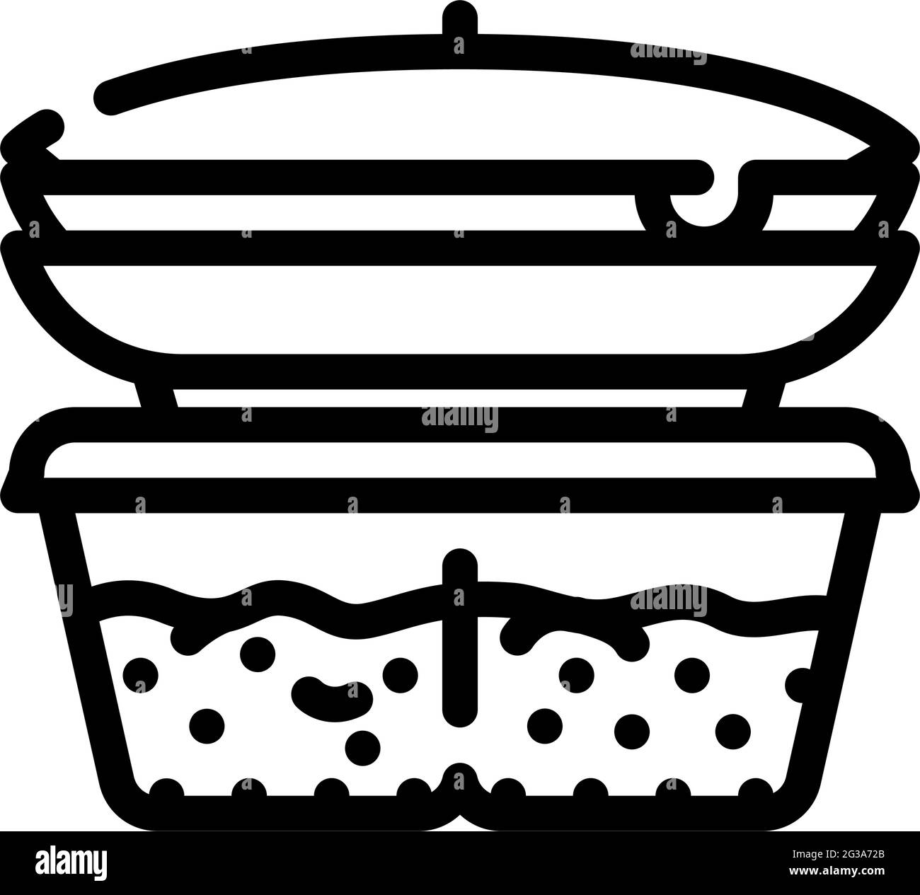 illustration vectorielle de la ligne d'icône de la cantine de l'ensemble d'aliments cuits Illustration de Vecteur