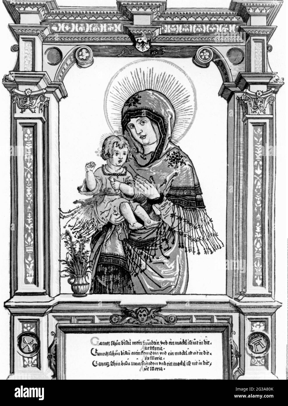 Religion, Christianisme, Marie / Madonna avec l'enfant, belle Madonna de Ratisbonne, couleur de bois, LE DROIT D'AUTEUR DE L'ARTISTE N'A PAS À ÊTRE EFFACÉ Banque D'Images