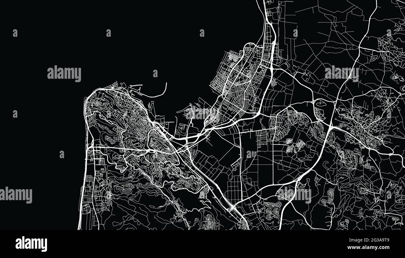Carte urbaine vectorielle de Haïfa, Israël, Moyen-Orient Illustration de Vecteur