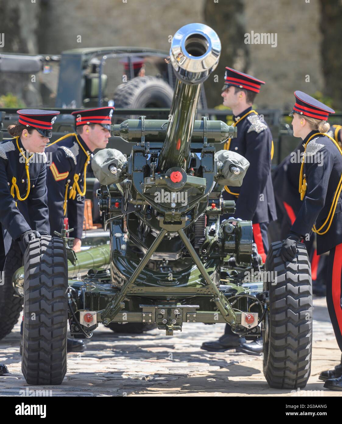 L’honorable Artillerie Company, le Régiment de l’Armée de réserve de la ville de London, se prépare à tirer un hommage au fusil 62 pour l’anniversaire officiel de la Reine Banque D'Images