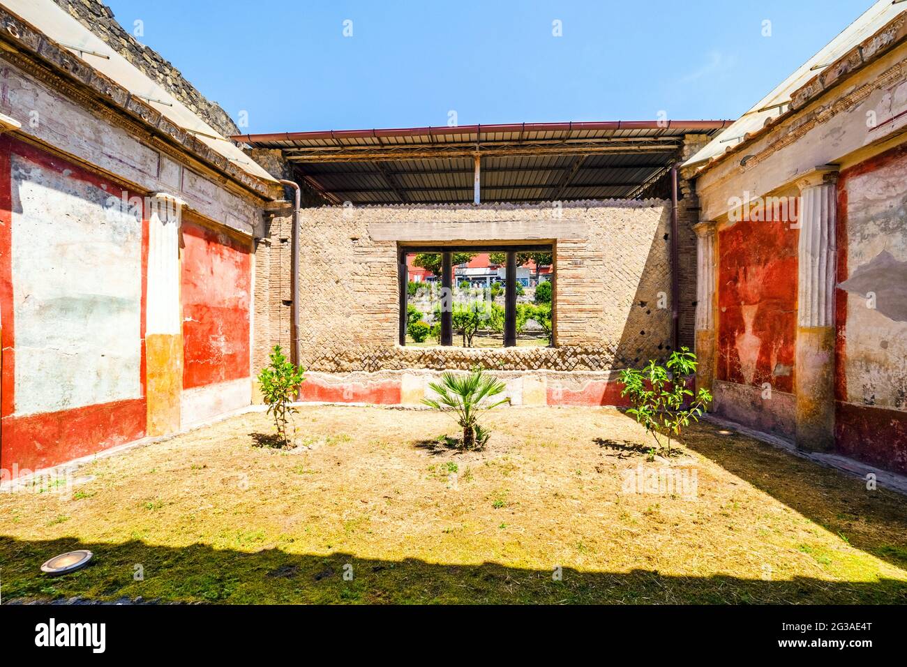 Viridarium (petit jardin clos) - Oplontis connu sous le nom de Villa Poppea à Torre Annunziata - Naples, Italie Banque D'Images