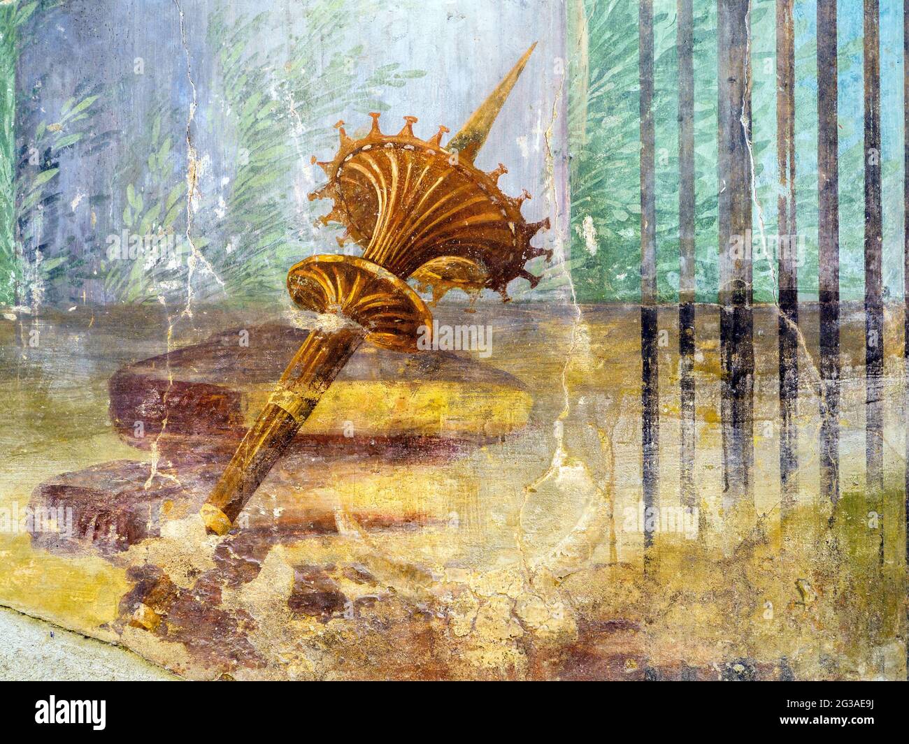 Oecus (salon principal) mur décoré dans le second style fresques - Oplontis connu sous le nom de Villa Poppea à Torre Annunziata - Naples, Italie Banque D'Images