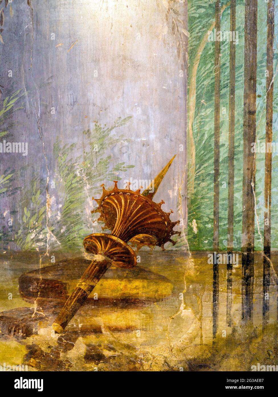 Oecus (salon principal) mur décoré dans le second style fresques - Oplontis connu sous le nom de Villa Poppea à Torre Annunziata - Naples, Italie Banque D'Images