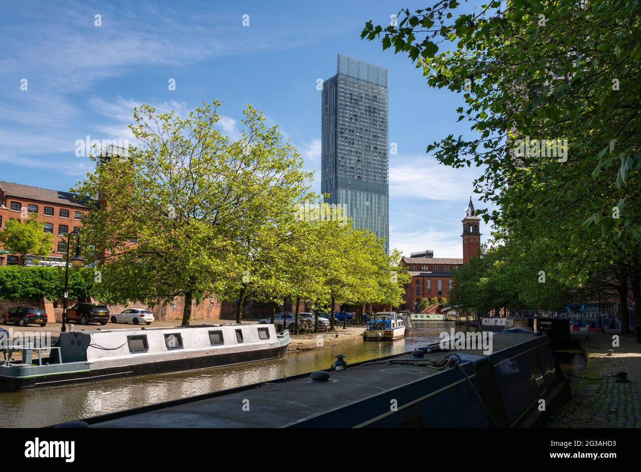 Castlefield Basin et parc du patrimoine urbain au centre de Manchester, en Angleterre. Basé autour des canaux de Bridgewater et Rochdale. Banque D'Images