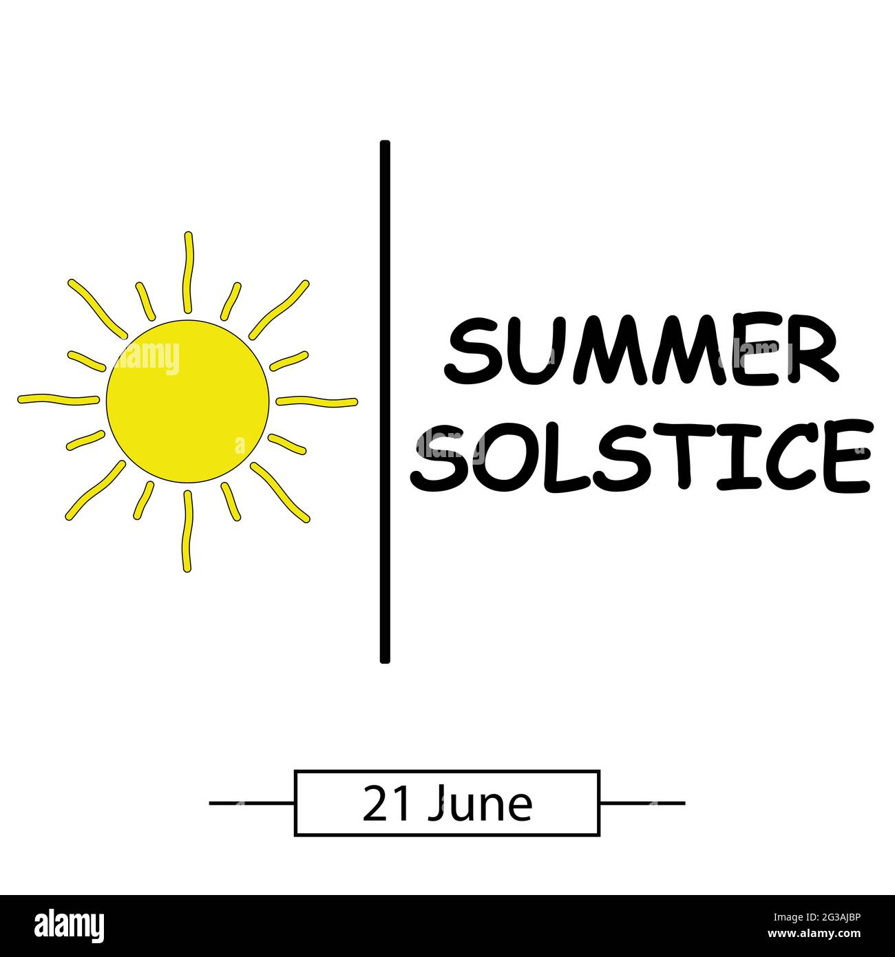 Solstice d'été. Symbole, signe ou logo. Illustration. 21 juin. Banque D'Images