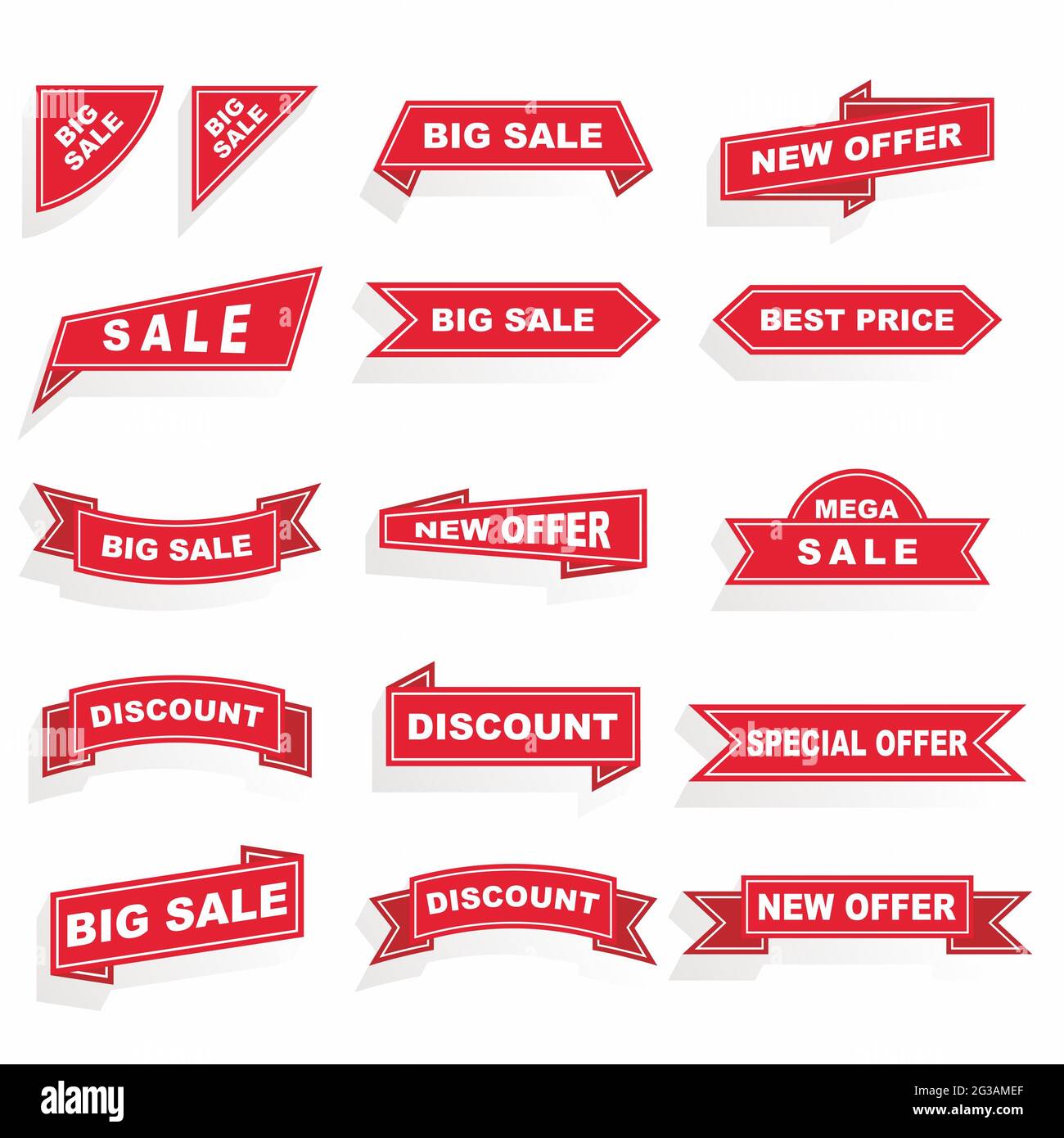 Ensemble de vecteurs de badge de promotion isolés sur fond blanc Banque D'Images