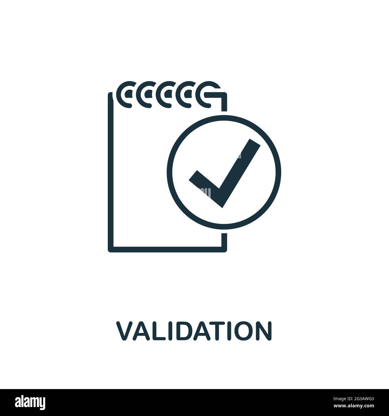 Icône de validation. Élément créatif simple. Icône de validation monochrome remplie pour les modèles, les infographies et les bannières Illustration de Vecteur