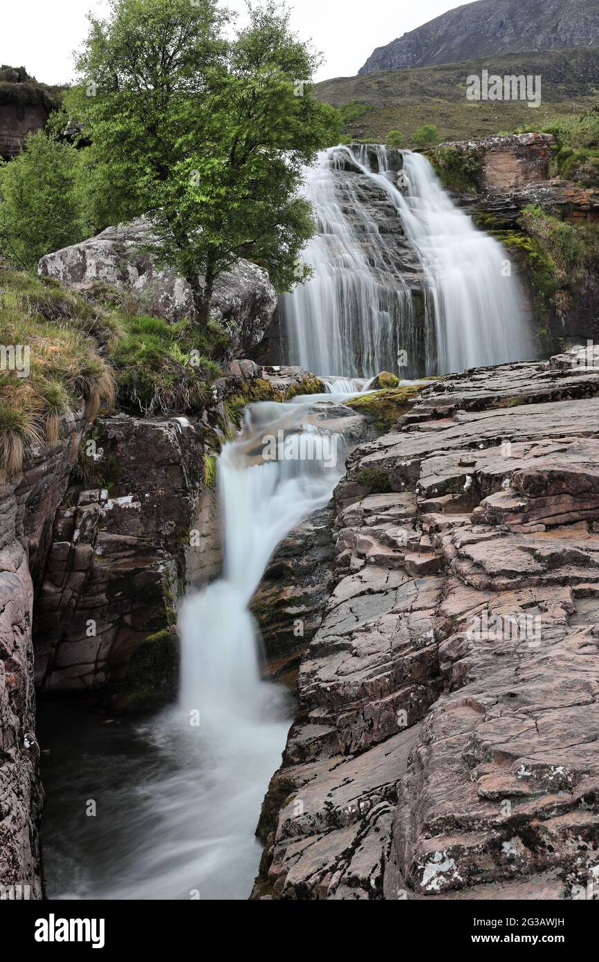 Les chutes d'Ardessie près de Dundonnell, NW Highlands, Écosse, Royaume-Uni Banque D'Images
