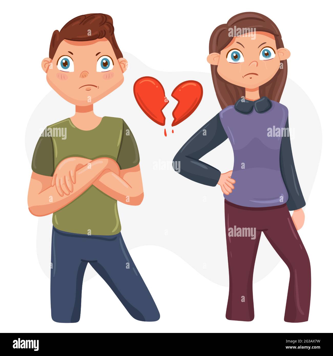 Couple querelle. Conflit familial entre mari et femme. L'homme et la femme en colère se crient les uns contre les autres pour régler les choses. Illustration vectorielle en forme de stylet plat Illustration de Vecteur