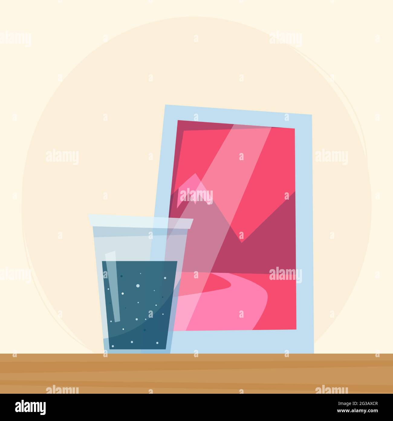 verre avec cadre photo et eau. illustration vectorielle de style plat Illustration de Vecteur