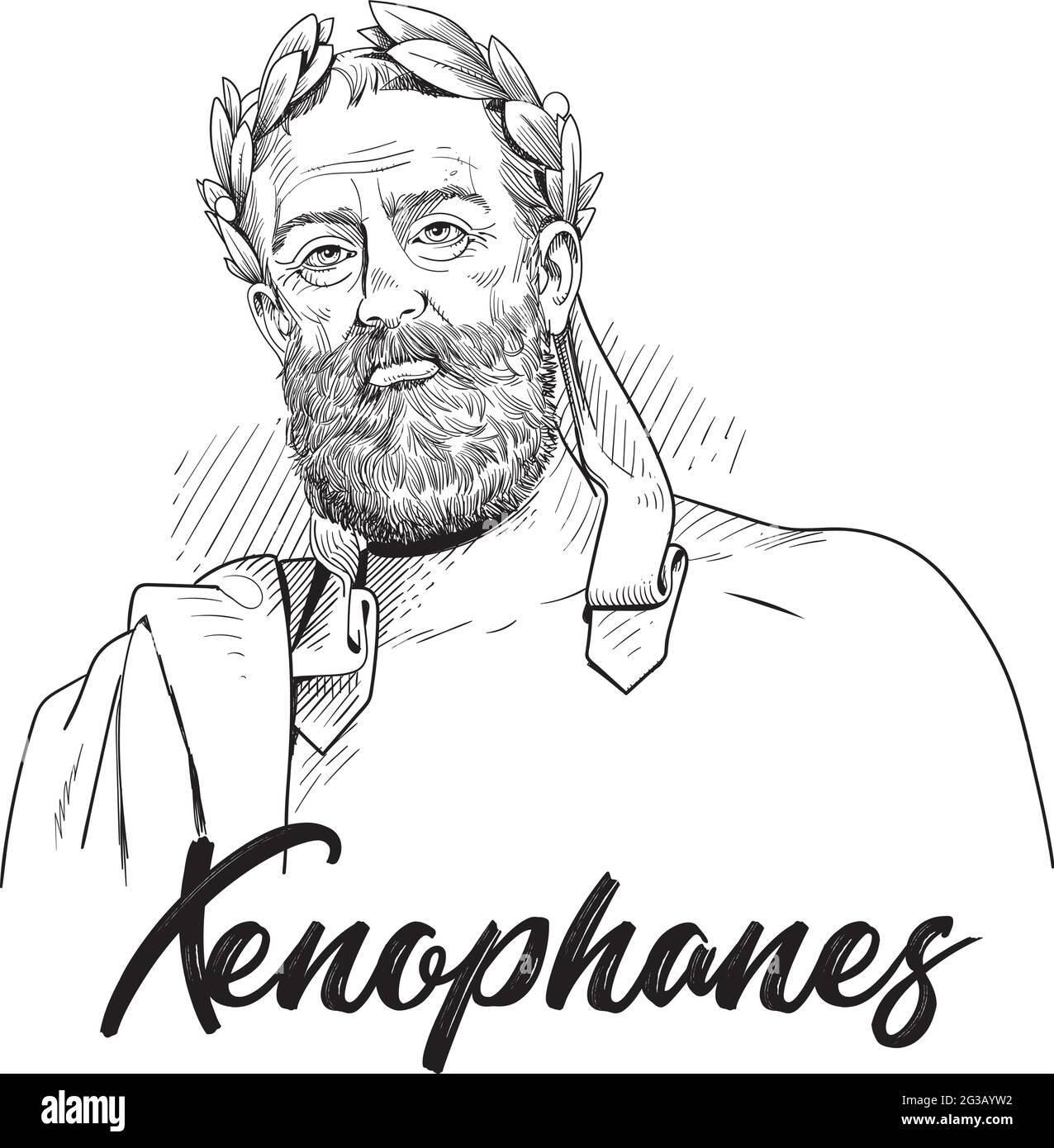 Xenophanes de Colophon était un philosophe grec, théologien, poète et critique du polythéisme religieux. Xenophanes est considéré comme l'un des plus importants Illustration de Vecteur