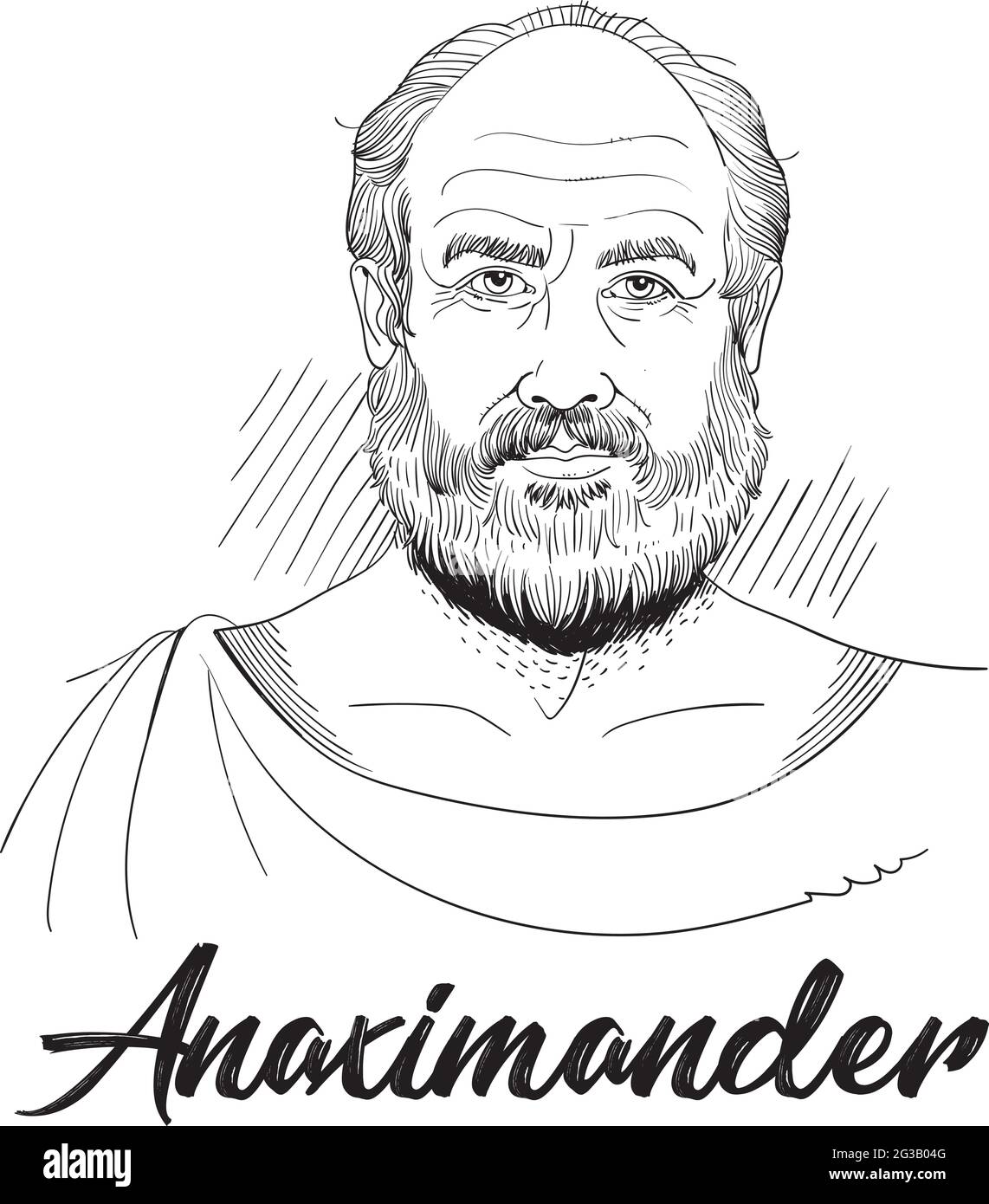 Anaximander était un philosophe grec pré-socratique qui vivait à Miletus, une ville d'Ionia. Illustration de Vecteur