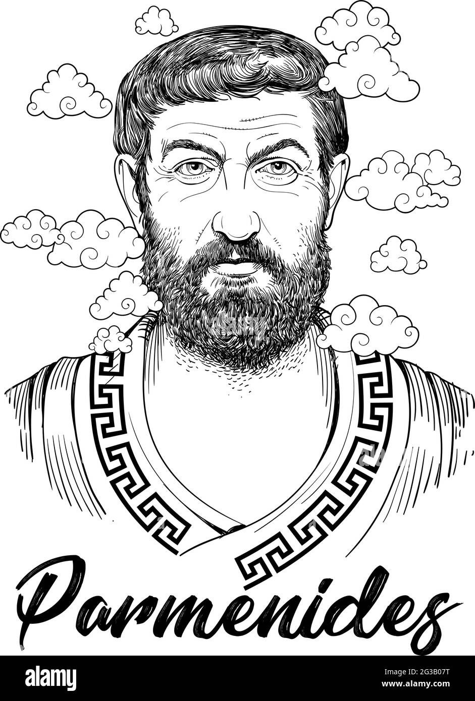 Parmenides d'Elea était un philosophe grec pré-socratique d'Elea dans Magna Graecia. Vecteur Illustration de Vecteur