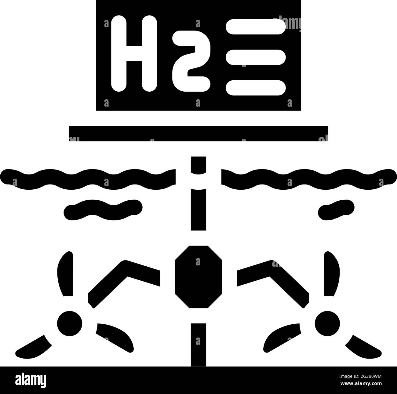 station de floatage pour la production d'hydrogène glyphe icône illustration du vecteur Illustration de Vecteur