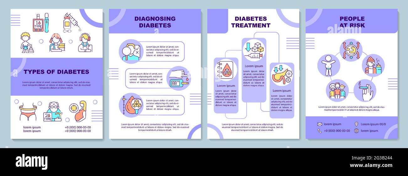 Types de modèle de brochure sur le diabète Illustration de Vecteur