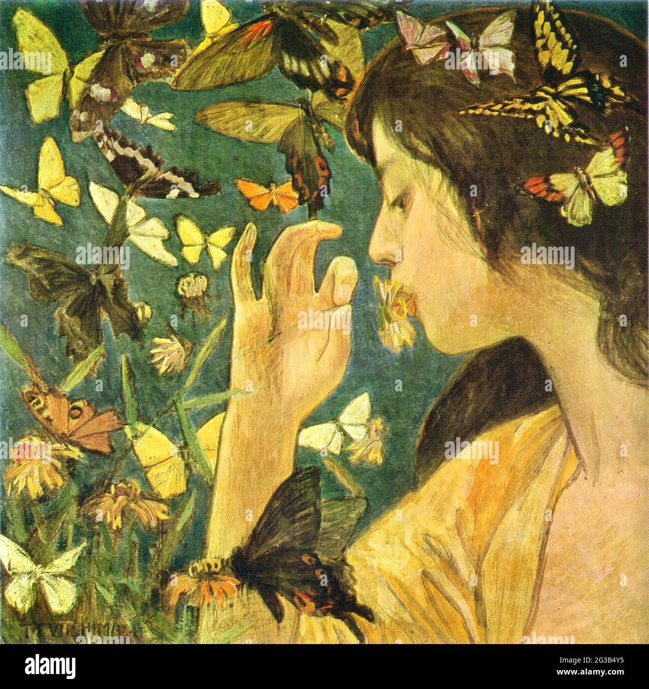 Fujishima Takeji - papillons - 1904 Banque D'Images