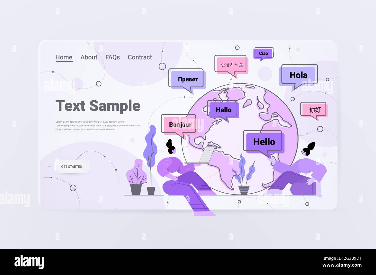 personnes utilisant une application de traduction message d'accueil multilingue concept de communication internationale Illustration de Vecteur