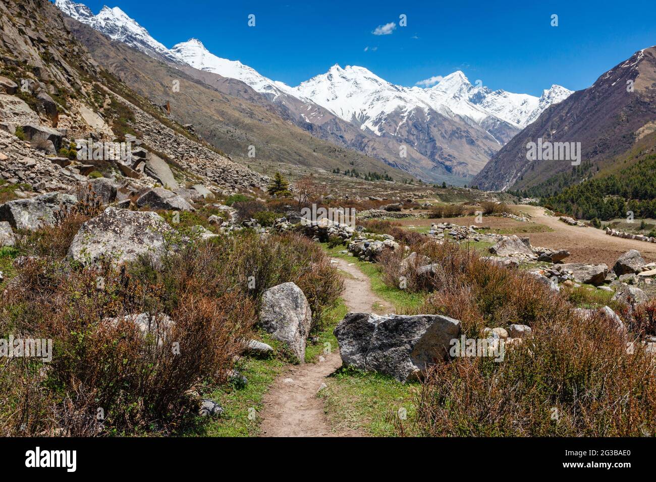 Ancienne route commerciale vers le Tibet depuis la vallée de Sangla. Himachal Pradesh, Inde Banque D'Images