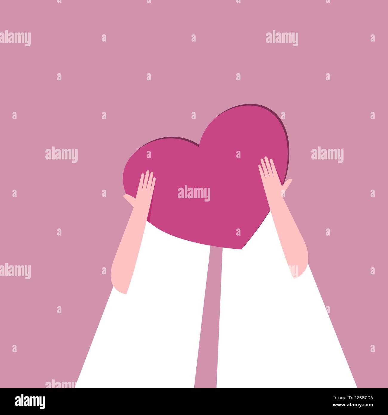 Couple romantique sans montrer leur visage portant un signe d'amour. Un concept de Saint-Valentin Illustration de Vecteur