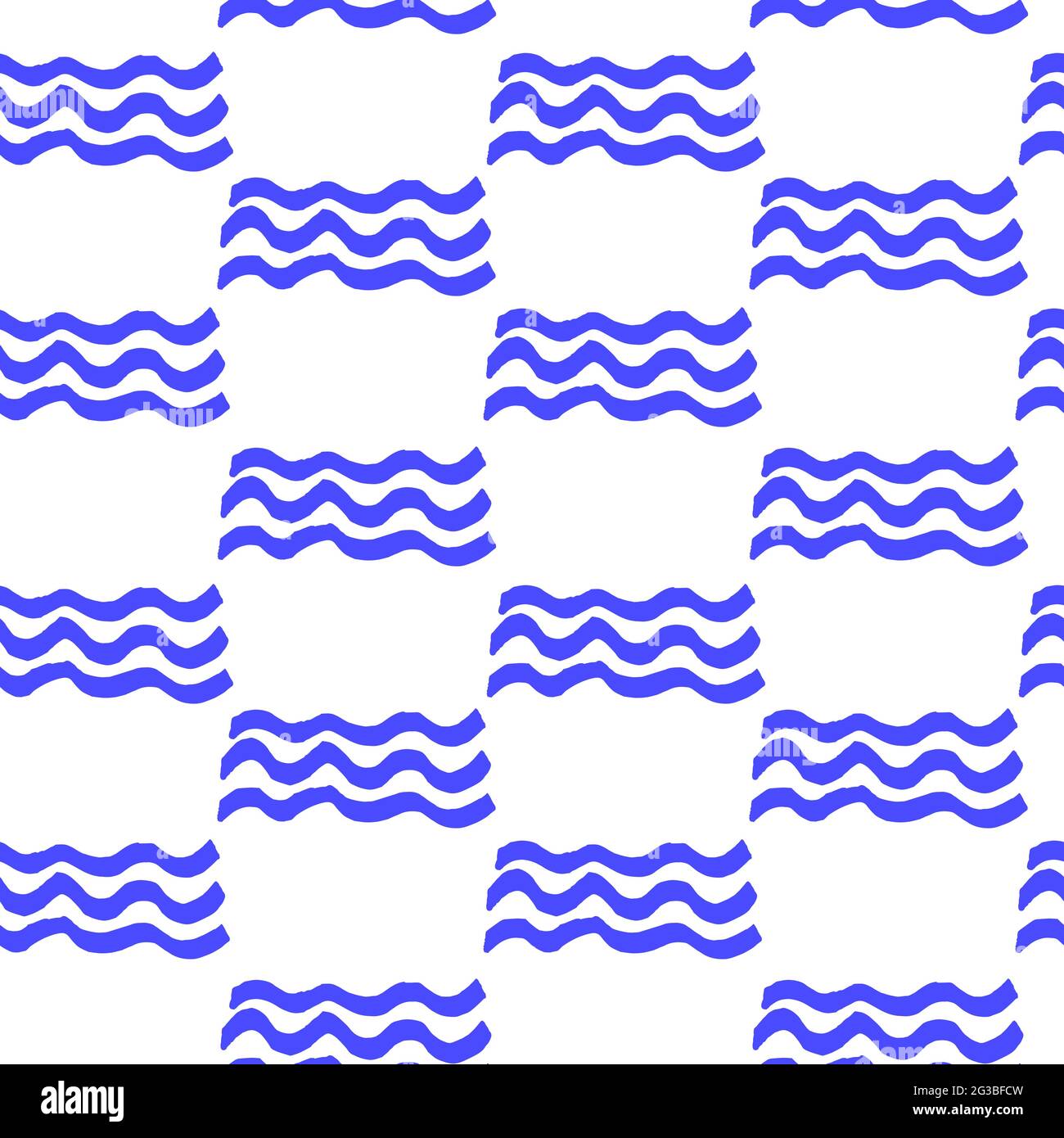 Motif marin vectoriel transparent. Pinceau bleu représentant des vagues de peinture isolées sur un fond blanc. Illustration de vecteur dessinée à la main pour le mur d'été Illustration de Vecteur