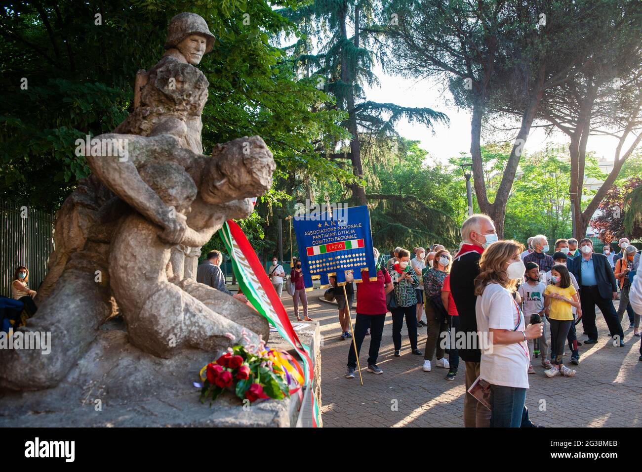 Rome, Italie 04/06/2021: Commémoration de l'ANPI au monument aux morts de Quadraro dans le Parc XVII avril 1944, à l'occasion du 75e anniversaire de la libération de Rome du nazisme. © Andrea Sabbadini Banque D'Images