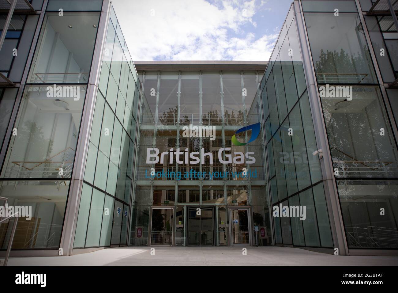 Les bureaux de British Gas à Leeds. Leeds est un centre-ville qui ne retourne toujours pas à la vie normale après le verrouillage avec la chute de pied considérablement r Banque D'Images