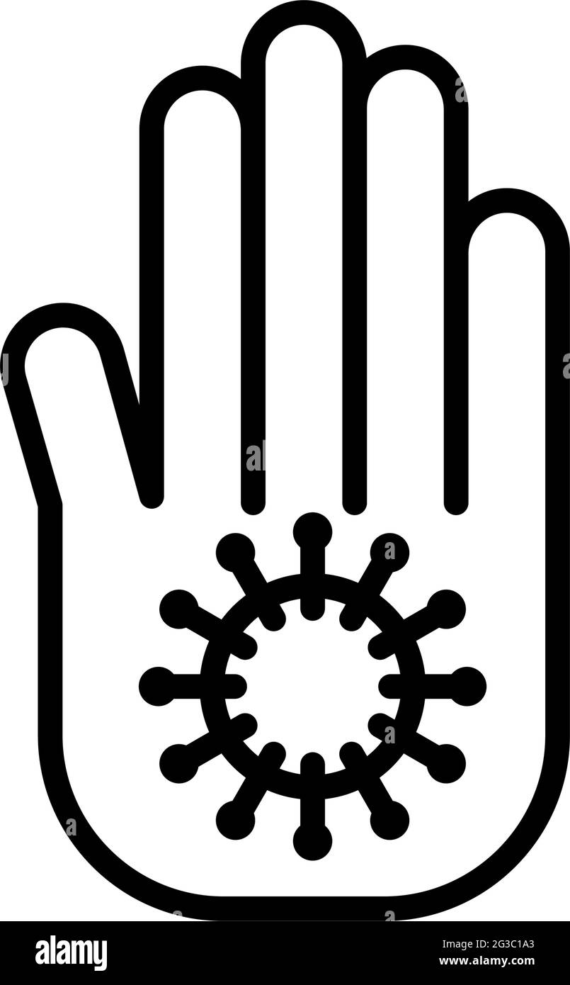 Les mains ont un virus, covid 19 articles de prévention. Ligne, symboles de contour. Illustration vectorielle Illustration de Vecteur