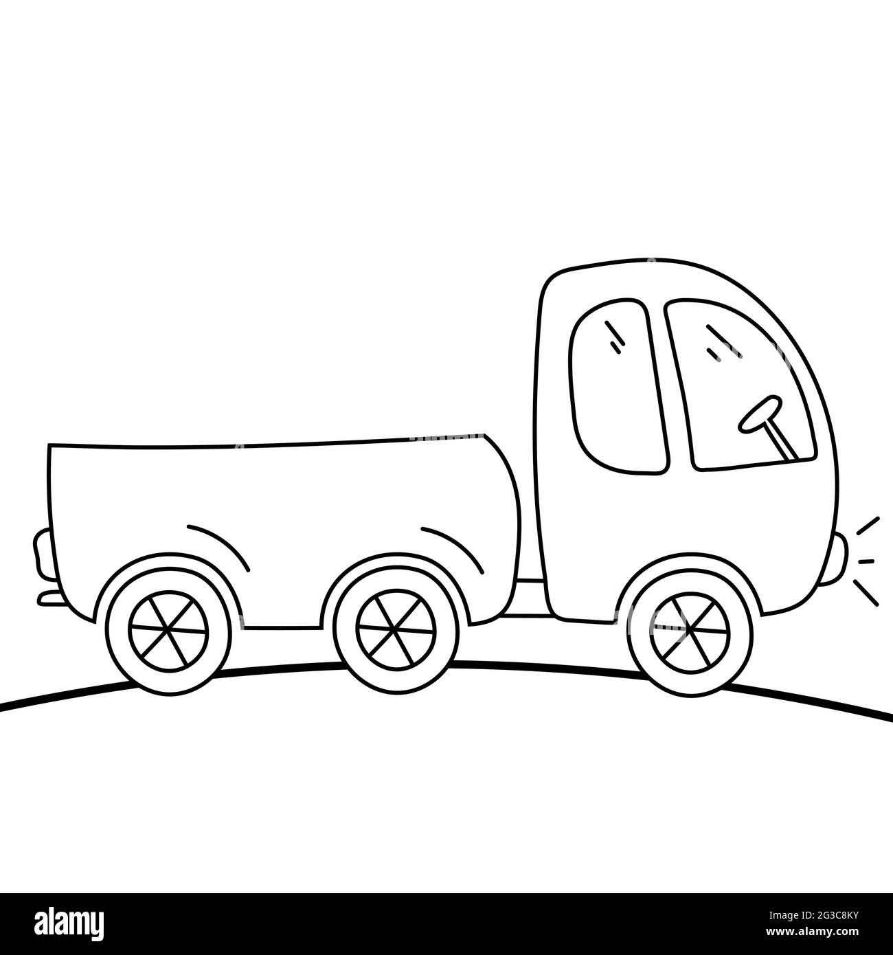 Camion pour la coloration des enfants. Illustration en forme de doodle. Illustration de Vecteur