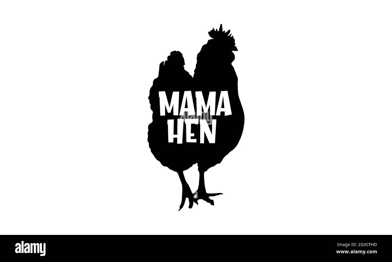 Mama hen - Farm Life t chemises design, main dessiné lettering phrase, Calligraphie t shirt design, isolé sur fond blanc, fichiers svg Banque D'Images