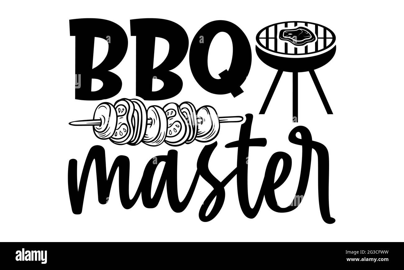 Maître barbecue - barbecue t chemises design, main dessiné lettering phrase, Calligraphie t shirt design, isolé sur fond blanc, fichiers svg Banque D'Images