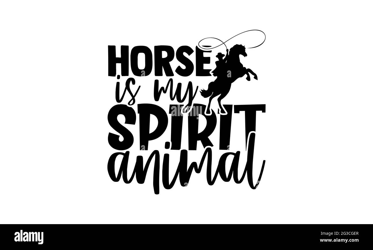 Le cheval est mon animal d'esprit - Horse t shirts design, main dessiné lettering phrase, Calligraphie t shirt design, isolé sur fond blanc, fichiers svg Banque D'Images