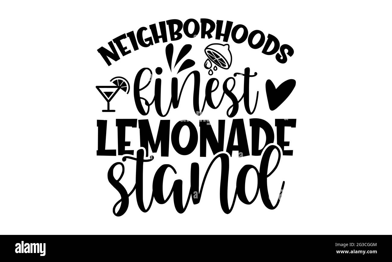 Quartiers plus fin kiosque à limonade - motif t-shirts limonade, texte dessiné à la main, motif t-shirt Calligraphie, isolé sur fond blanc, Banque D'Images