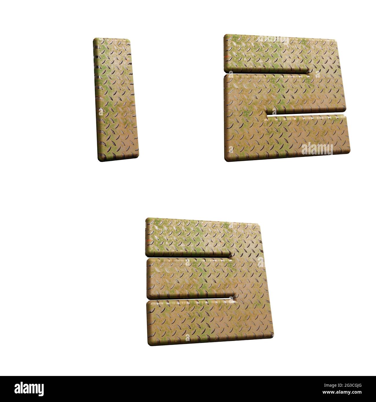 Rendu 3D de l'alphabet plaque de métal diamant - chiffres 1-3 Banque D'Images
