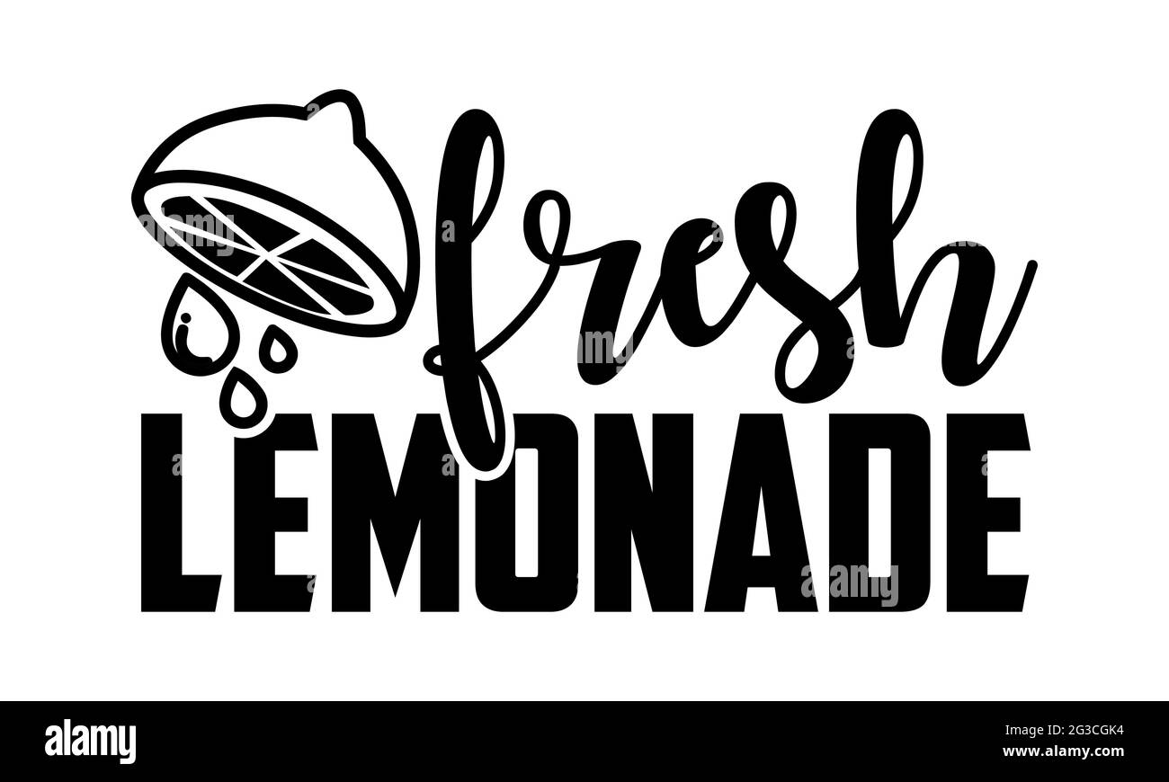 Limonade fraîche - motif t-shirts Lemonade, expression lettrée à la main, motif t-shirt Calligraphie, isolé sur fond blanc, fichiers svg Banque D'Images