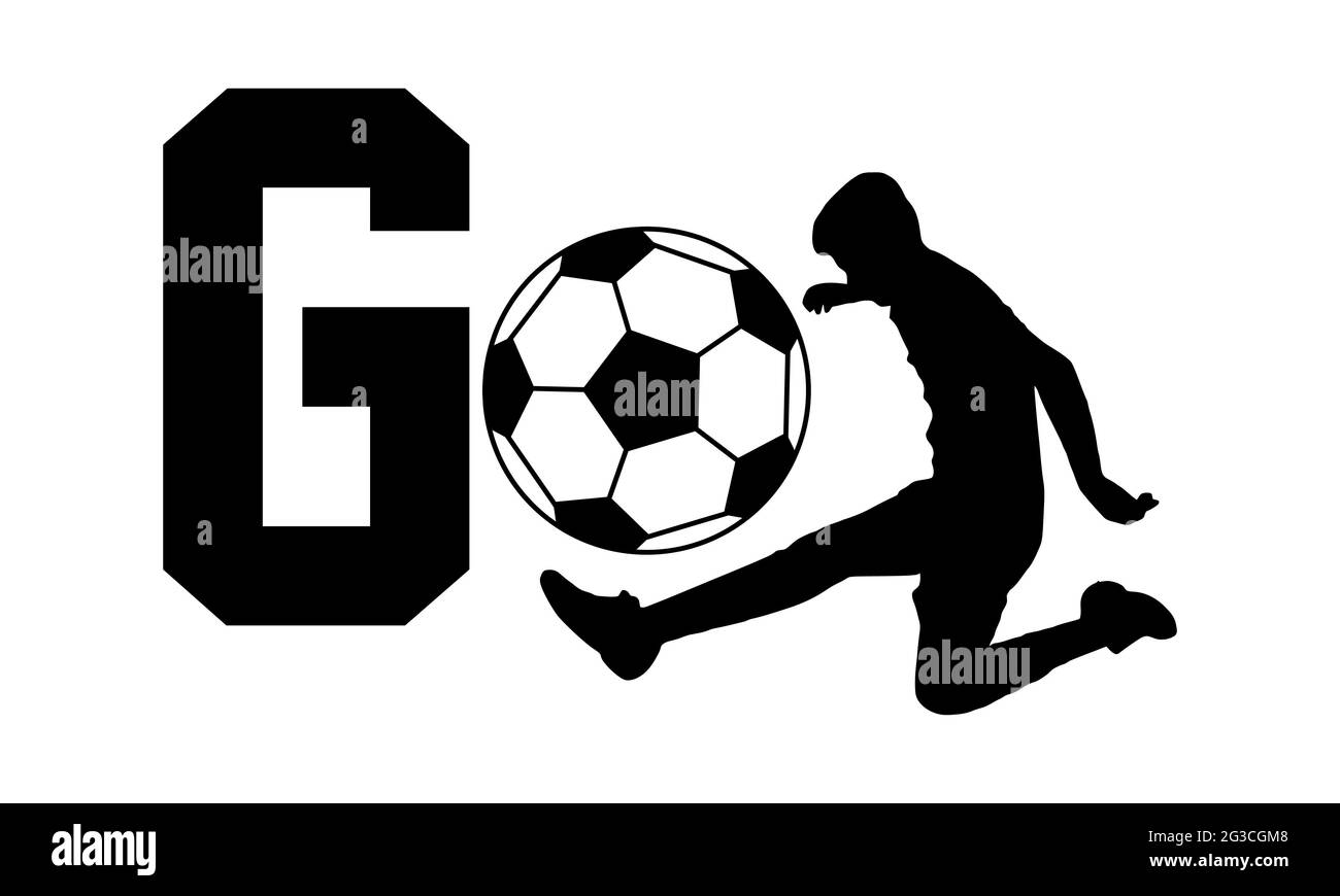 Go - Soccer t chemises design, main dessiné lettering phrase, Calligraphie t shirt design, isolé sur fond blanc, svg fichiers pour couper Cricut et S Banque D'Images