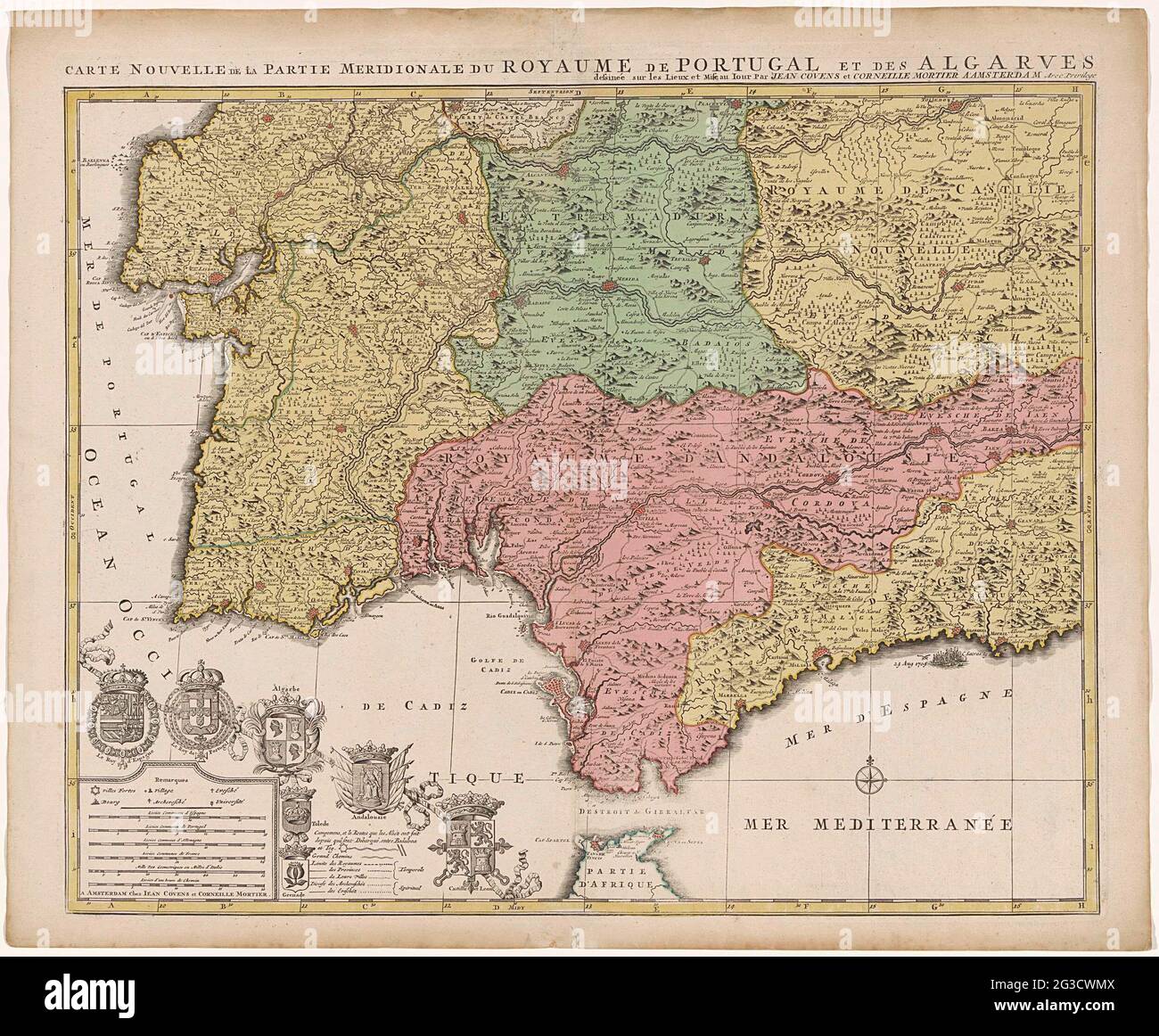Carte Du Sud De L Espagne Et Du Portugal Carte Avec Une Partie Du Portugal Et De La Cote Sud Espagnole Partie Feuille En Bas A Gauche D Une Grande Carte De L Espagne Et