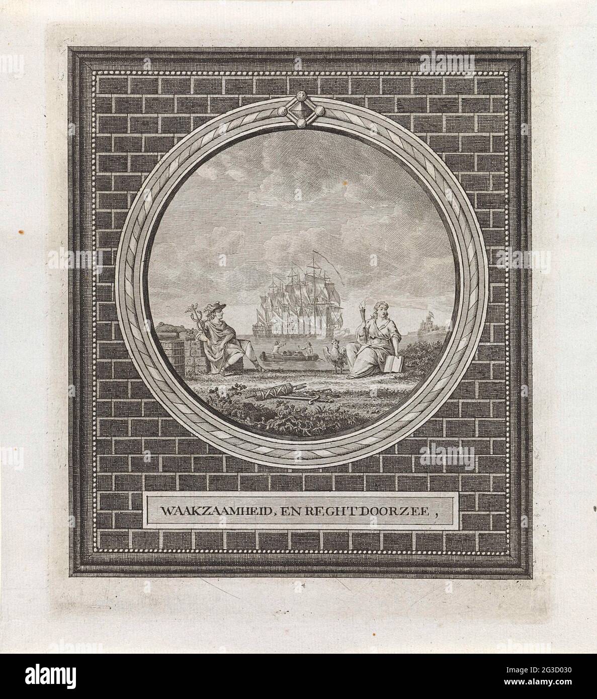 Allégorie sur la vigilance et droit par mer, 1795; Wakeness, et Regroverzee; quatre médaillons avec allégories sur la révolution en 1795. Allégorie sur la vigilance et droit par mer, 1795. Le médaillon a décidé dans un carré de blocs de construction avec paysage côtier avec Mercure assis et vigilance (femme avec torche, coq français et livre ouvert), dans le premier plan au repos épée et les fses, en arrière-plan un eskader navires de guerre et un bateau d'aviron. Banque D'Images Allégorie sur la vigilance et droit par mer, 1795; Wakeness, et Regroverzee; quatre médaillons avec allégories sur la révolution en 1795. Allégorie sur la vigilance et droit par mer, 1795. Le médaillon a décidé dans un carré de blocs de construction avec paysage côtier avec Mercure assis et vigilance (femme avec torche, coq français et livre ouvert), dans le premier plan au repos épée et les fses, en arrière-plan un eskader navires de guerre et un bateau d'aviron. Banque D'Images