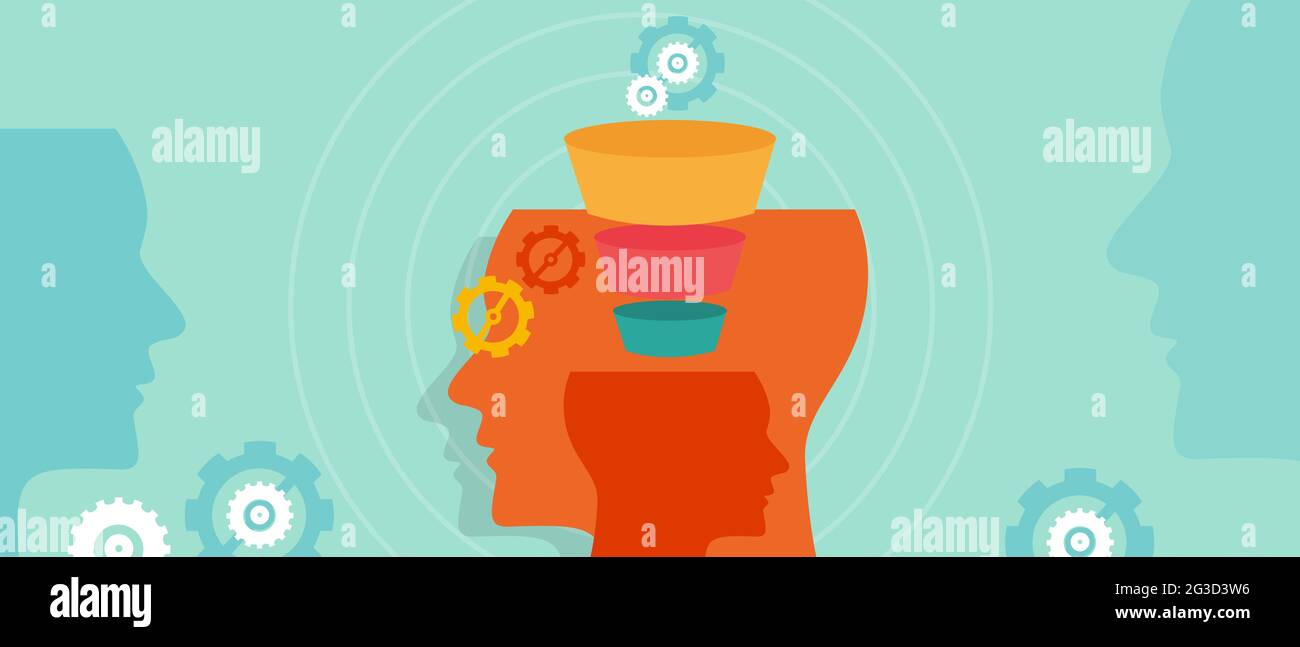 la technologie de moteur d'algorithme d'information de filtre crée une chambre d'écho et une tête de bulle de filtre filtrée par le concept d'entonnoir Illustration de Vecteur