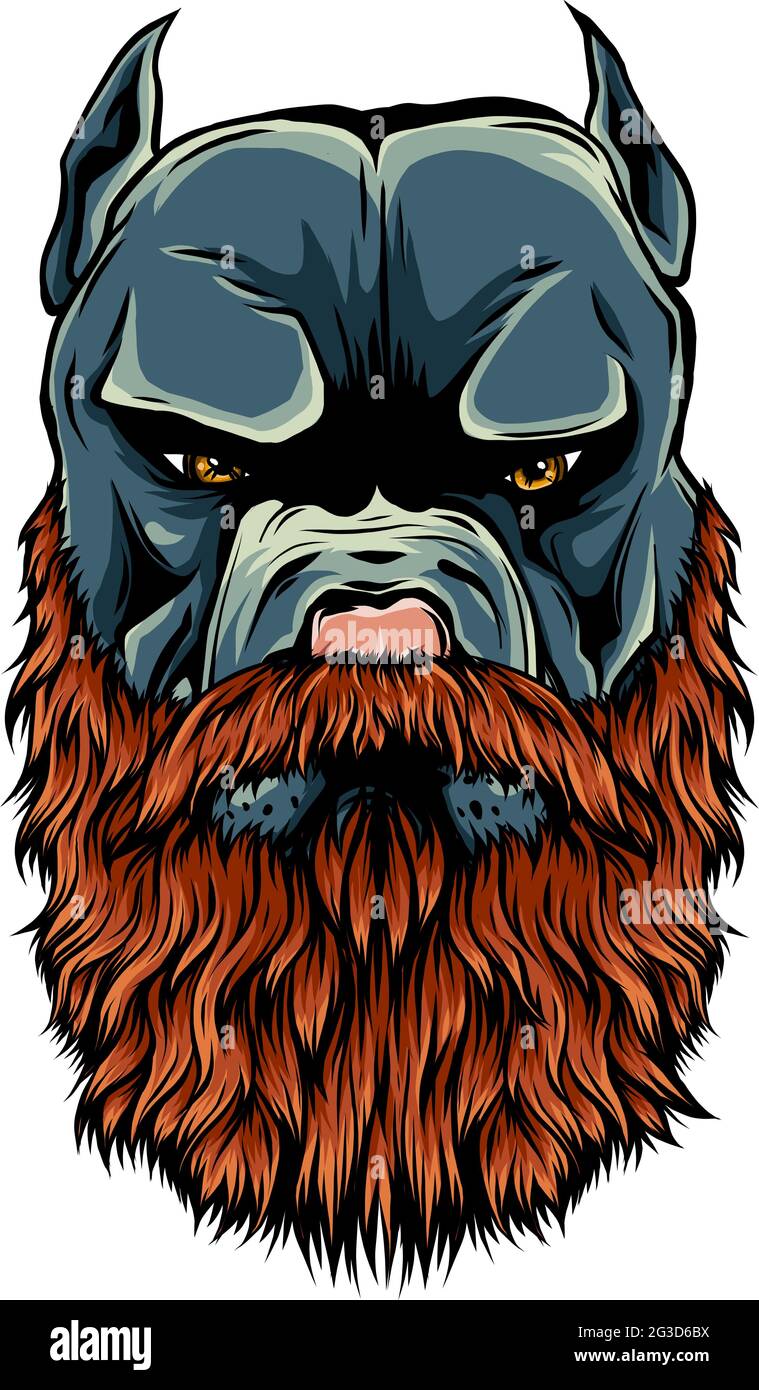 illustration vectorielle de la tête de pitbull avec la barbe Illustration de Vecteur