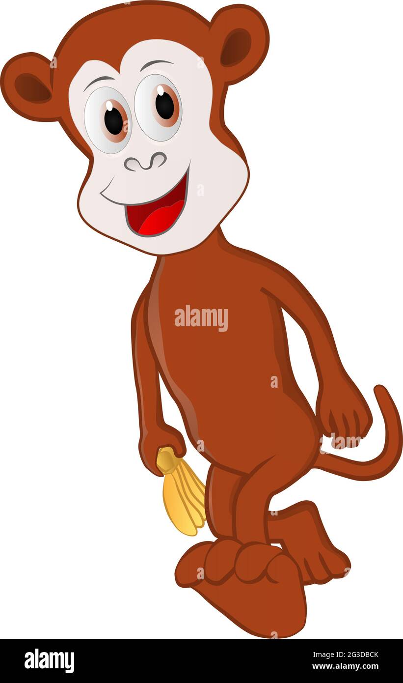 Illustration de dessin animé d'un singe et d'une banane Banque D'Images