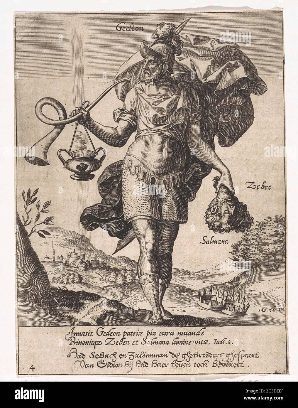 Gideon Heros Et Heroines De La Bible Et De L Antiquite Classique Paysage Avec Gideon D Une Part Les Chefs De Zebach Et De Salmunna D Autre Part Un Bazuin Et Une Lampe A Huile
