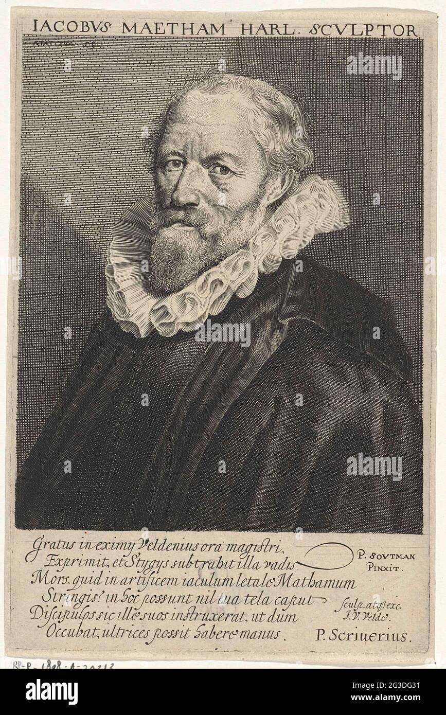 Portrait de Jacob Matham. Portrait du graveur Haarlem Jacob Matham à l'âge de 59 ans. Banque D'Images