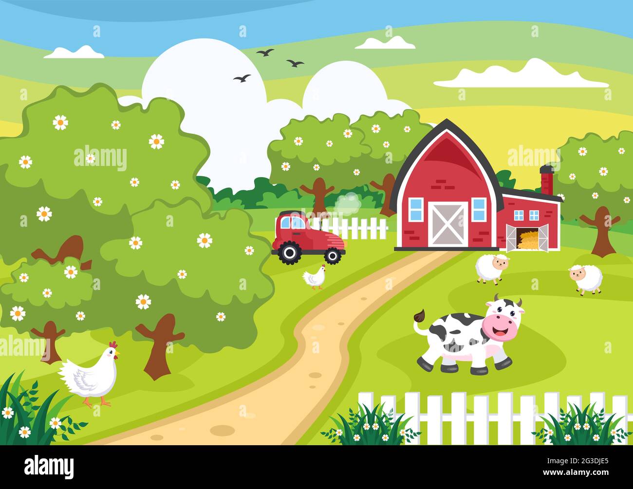 Illustration vectorielle du joli dessin animé pour animaux de ferme
