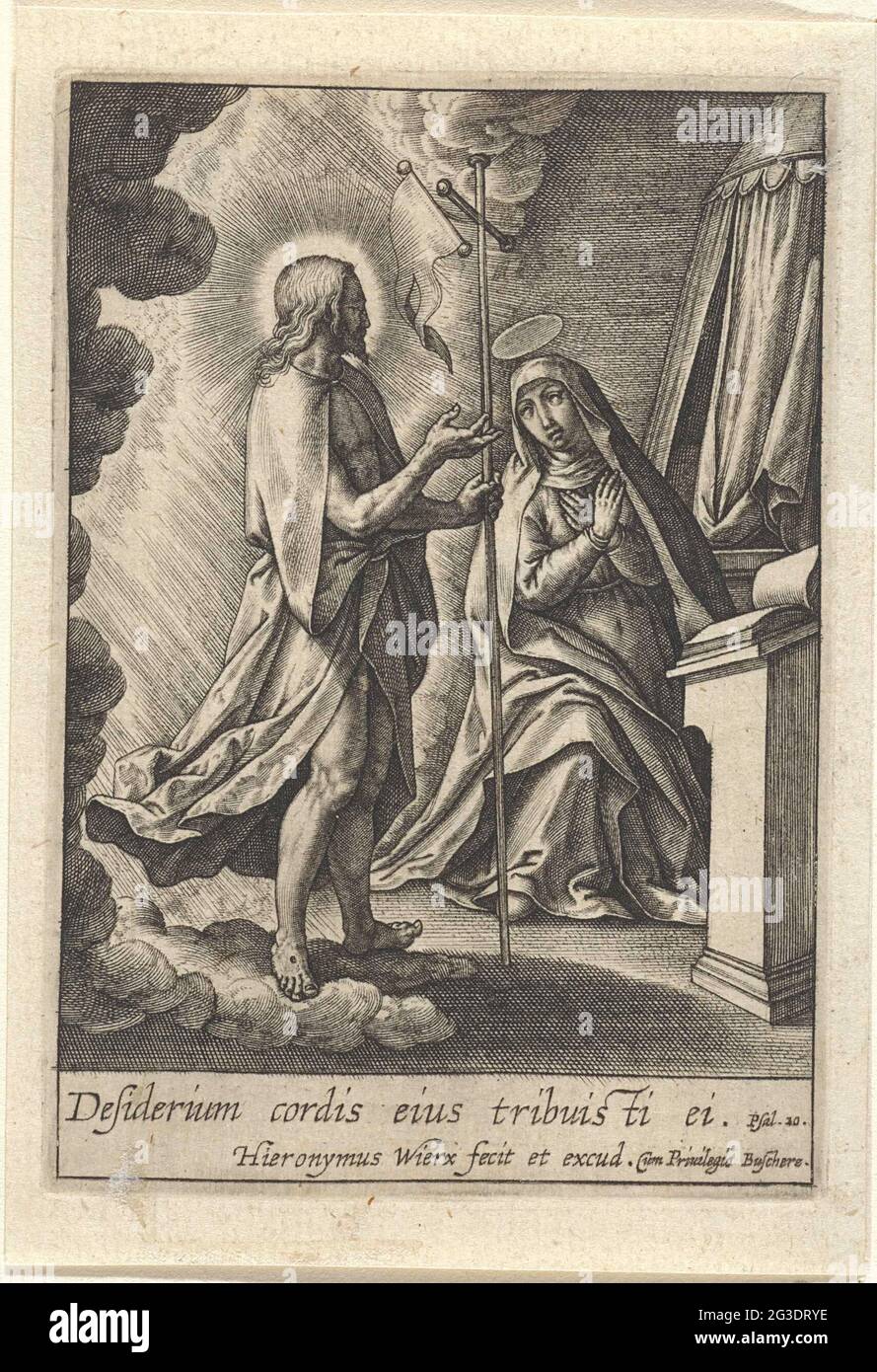 Christ Apparait A Marie Christ Apparait Apres Sa Mort A Sa Mere Maria Il Est Entoure De Nuages Et Tient Une Barre Transversale Avec Une Banniere En Main Marie S Agenouille Dans La