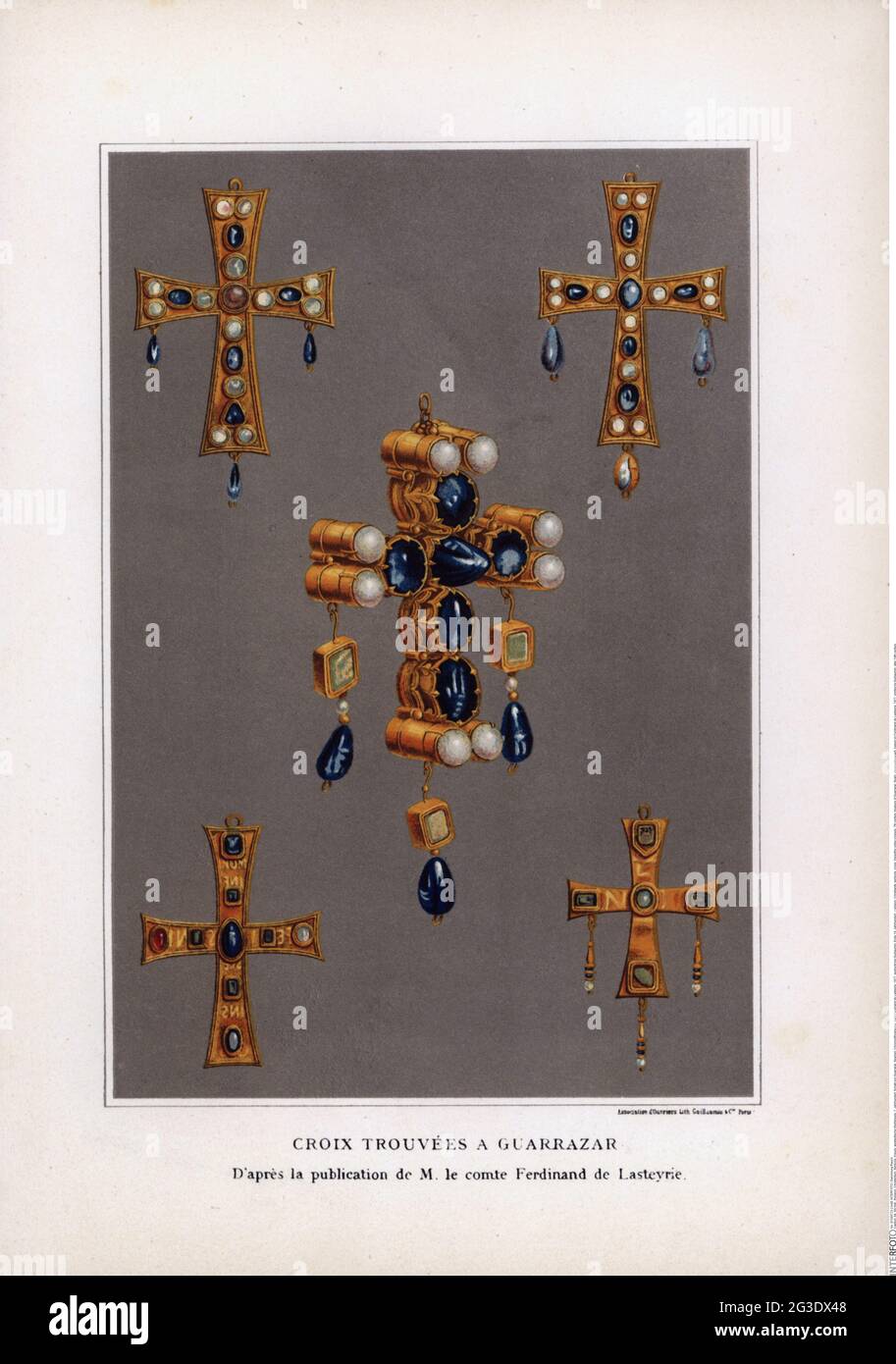 Religion, Christianisme, symboles, croix, Croix votive Visigothic, 7ème siècle, Trésor de Guarrazar, LE DROIT D'AUTEUR DE L'ARTISTE N'A PAS À ÊTRE EFFACÉ Banque D'Images