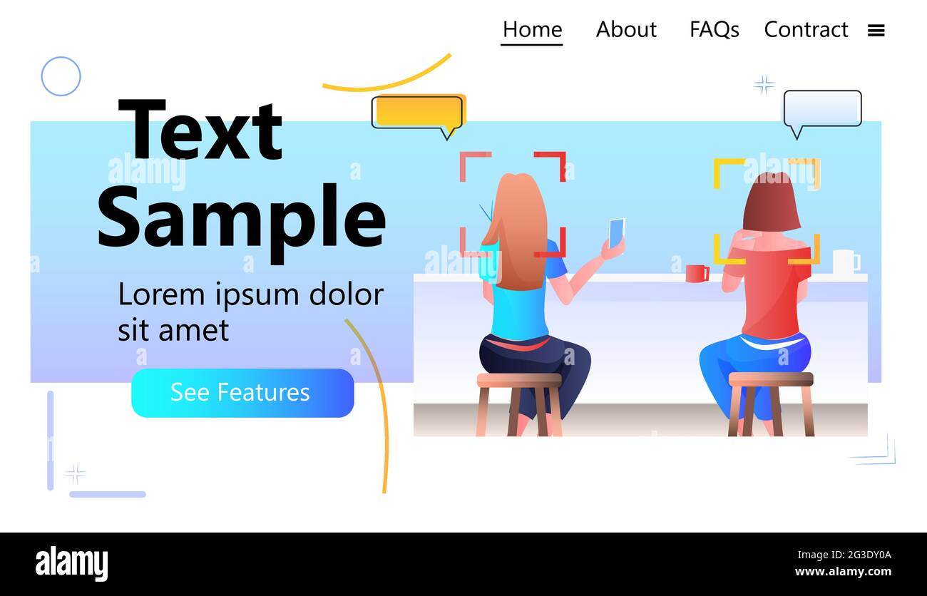 Détection et identification des professionnels système de reconnaissance faciale ai Analyze Big Data concept Illustration de Vecteur